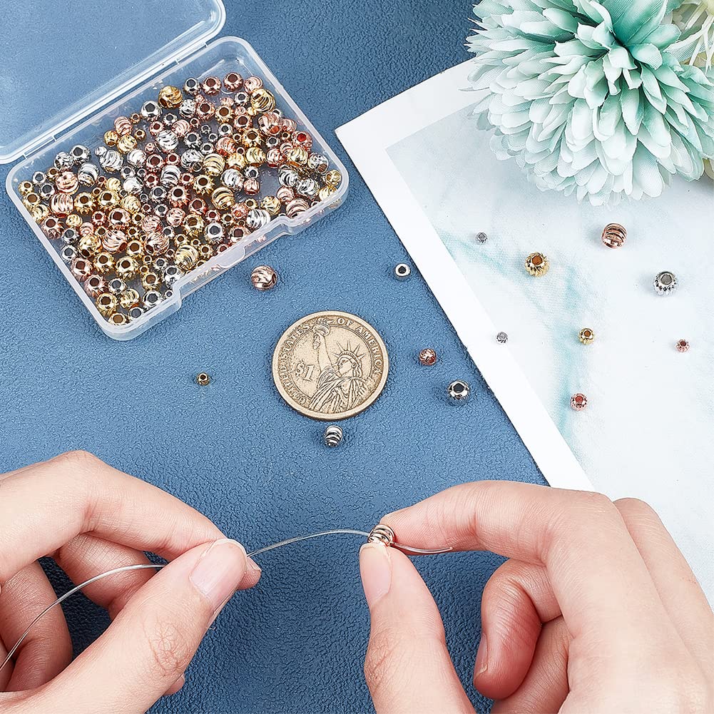Benecreat perles rondes plaqué or 18K 192 pcs 4 tailles