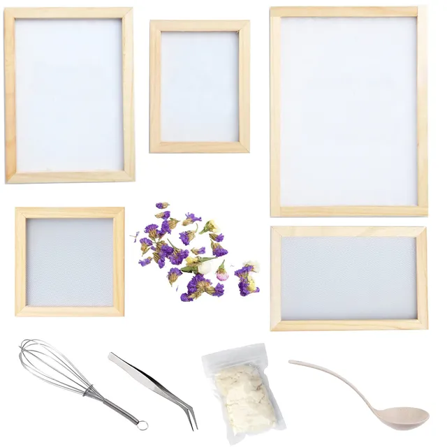 Cayway Kit Fabrication Papier 11 pcs 5 cadres fleurs séchées