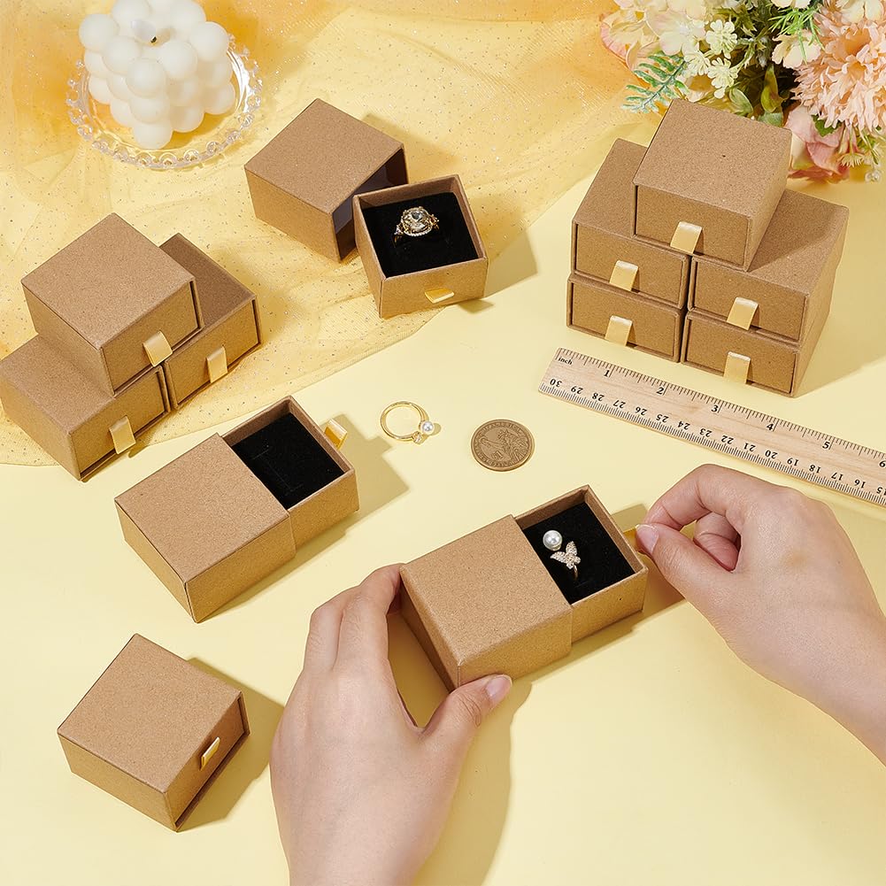 BENECREAT boîtes bijoux tiroir tan 5 cm lot 12 carton