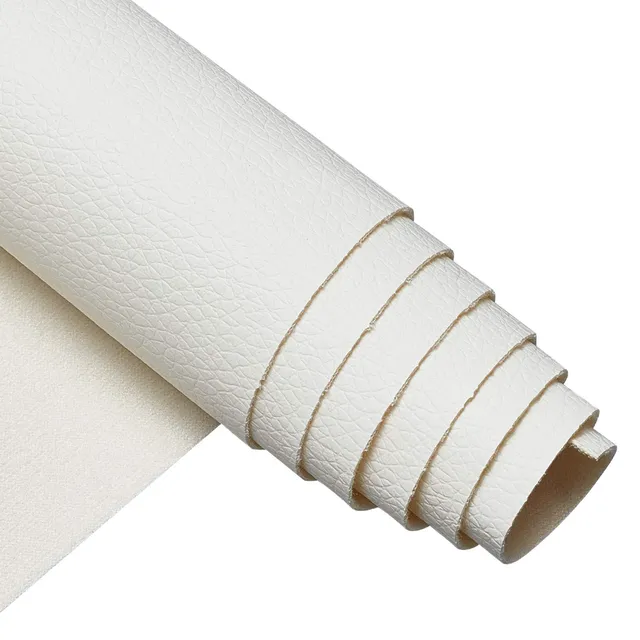 BENECREAT tissu simili cuir blanc 33x140cm litchi