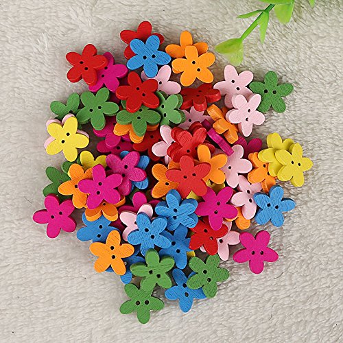 ROSENICE Boutons Fleur Bois Multicolore 15mm x100 Couture