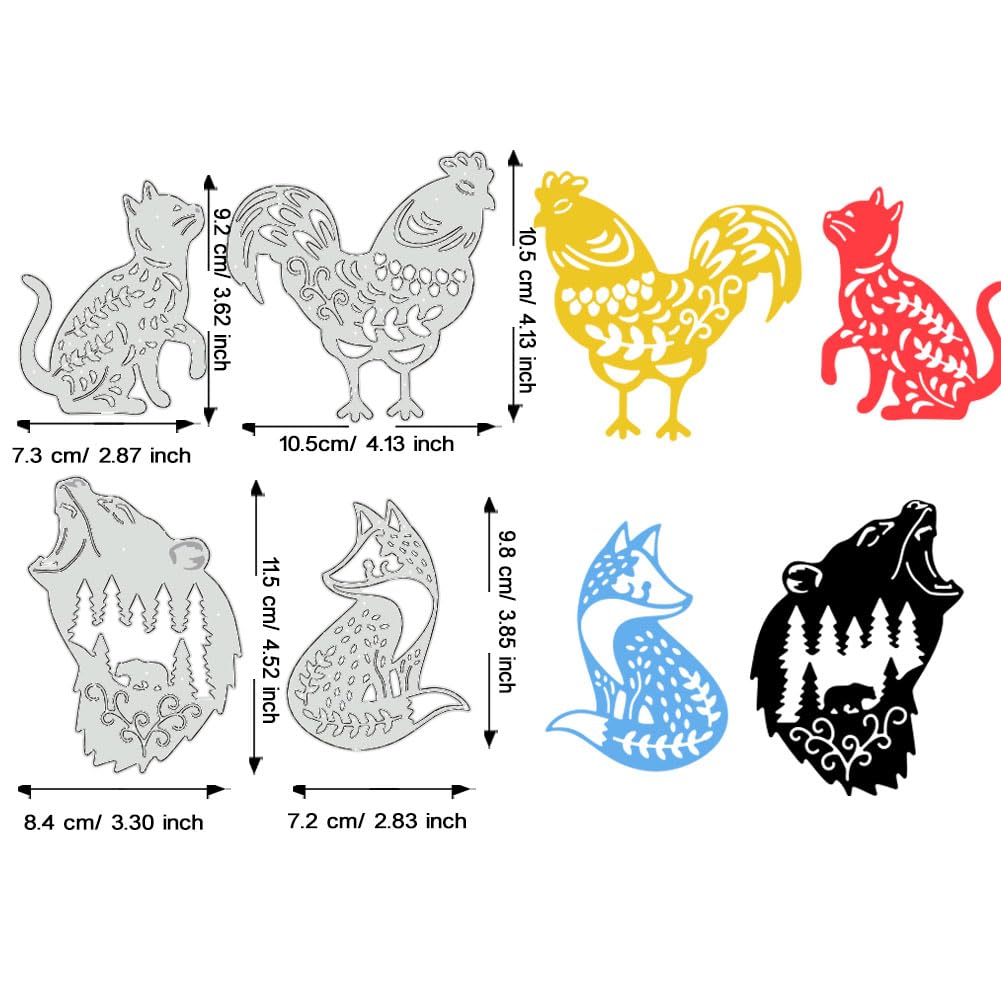 BENECREAT Animaux matrices de découpe 4 pcs chat coq loup ours