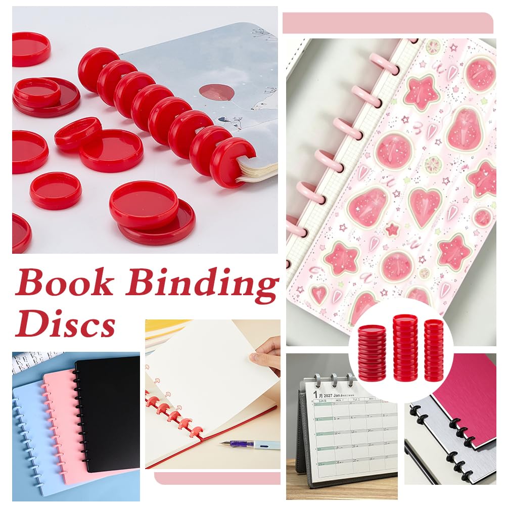 BENECREAT Disques Reliure Plastique Rouges 33pcs 15.5/21/24mm