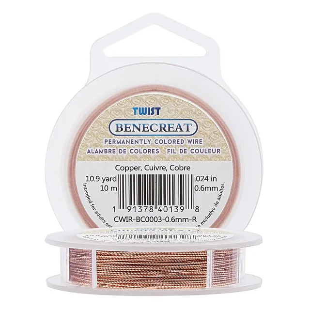 BENECREAT Fil Cuivre Torsadé Rouge 0.6 mm 10 m Bijoux