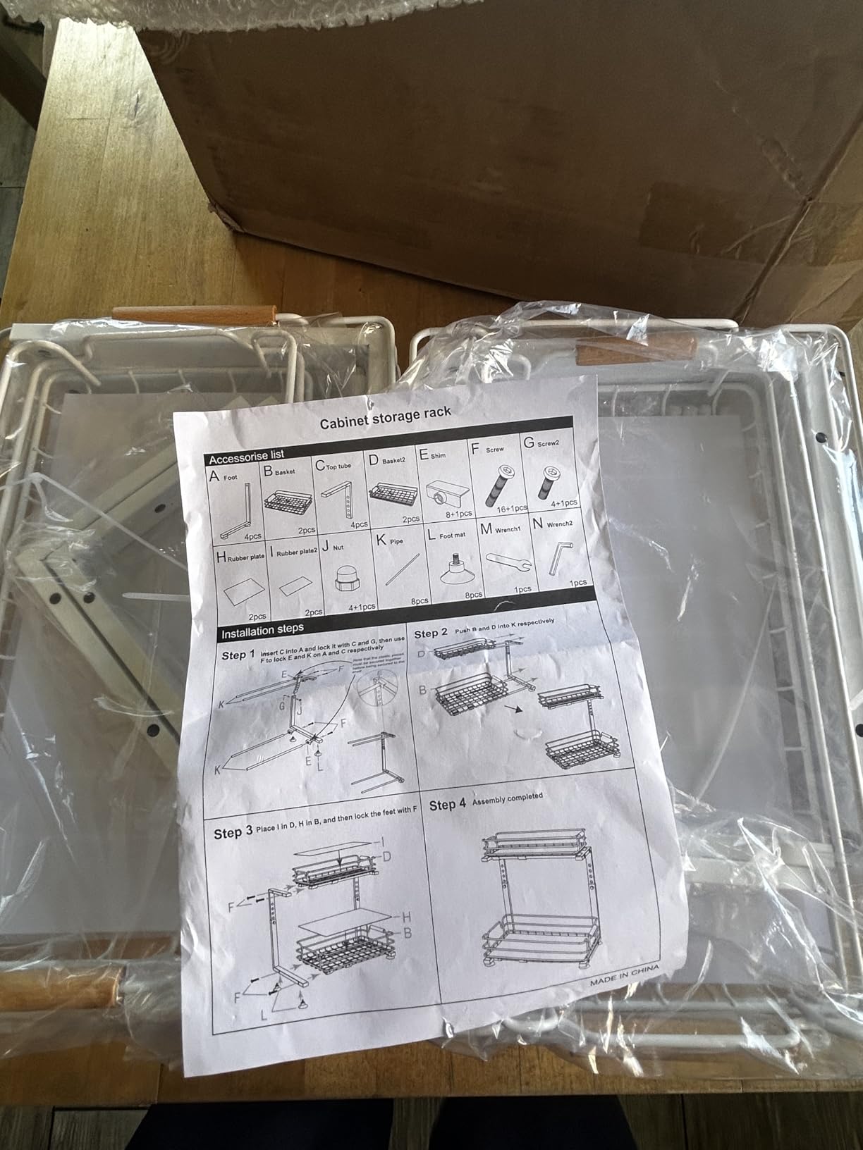 JYPS Rangement Sous-Évier Métal Noir 2 Étages Lot 2
