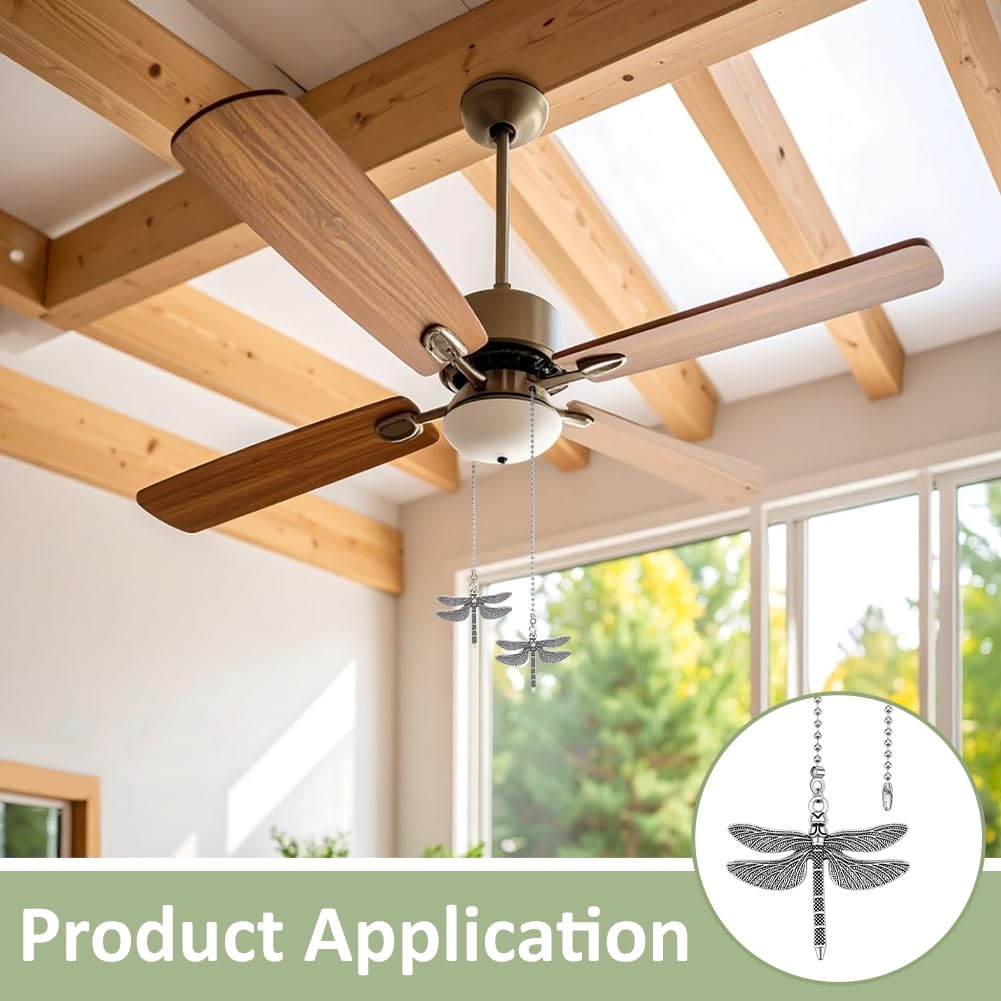 BENECREAT 9 tirettes chaîne ventilateur libellule laiton 38cm