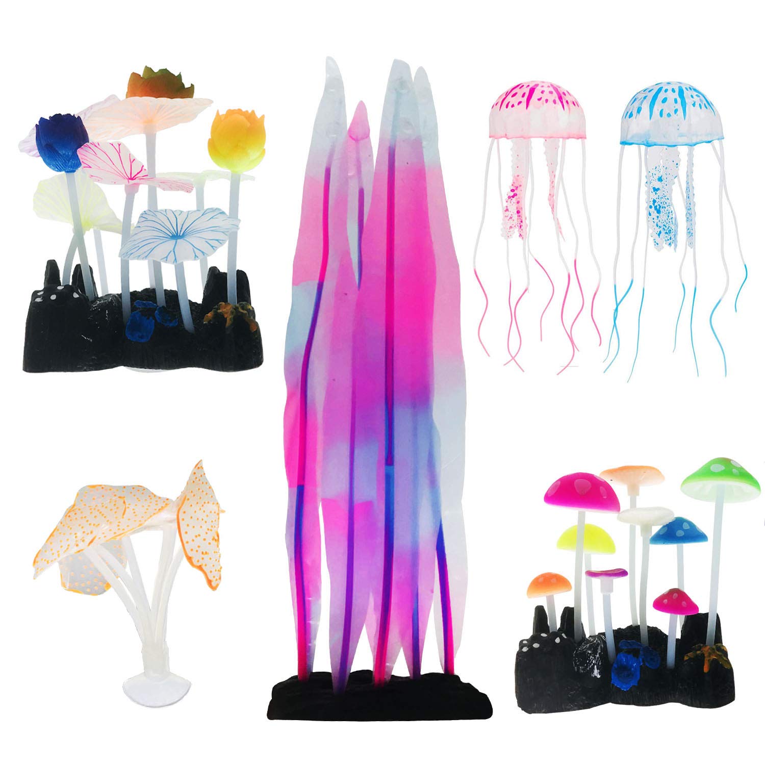 Cayway décor aquarium silicone lot 6 méduse