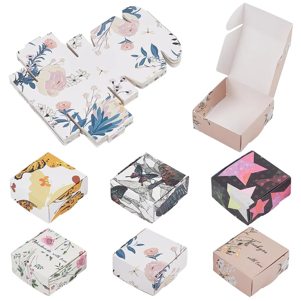 BENECREAT 36 boîtes cadeau papier fleuri 5,6 cm