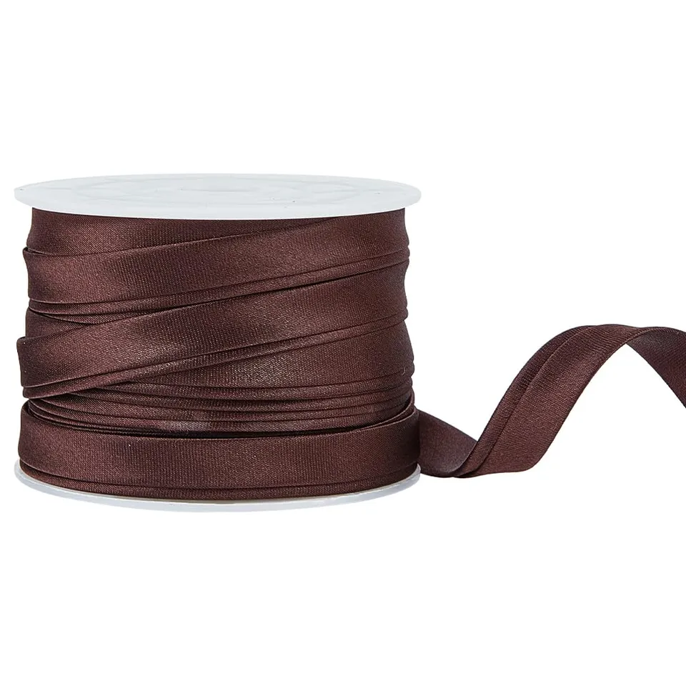 BENECREAT ruban biais satin brun coco 10 mm x 12,5 m
