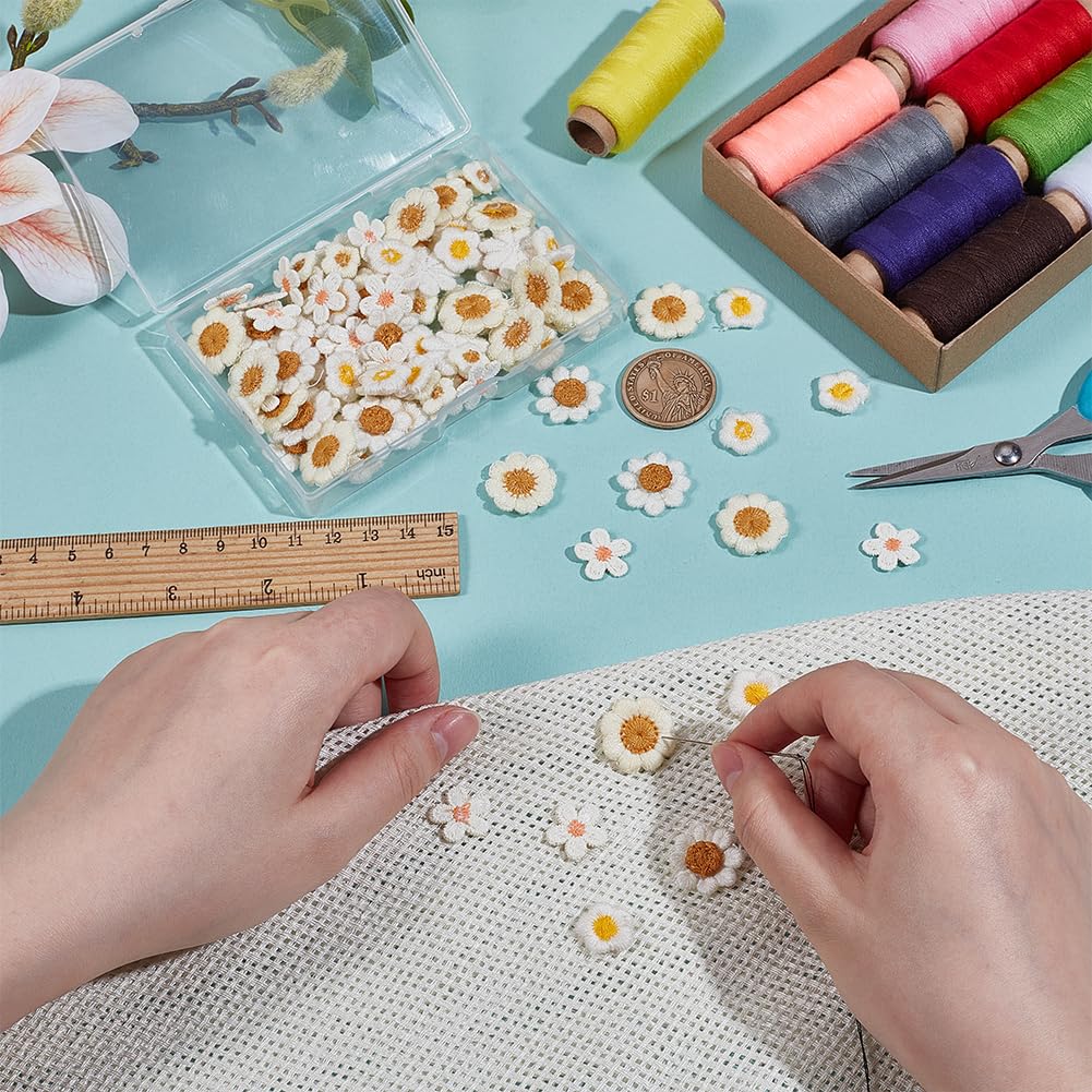 BENECREAT Patchs Marguerites Broderie x100 11,5-20mm 5 Tailles