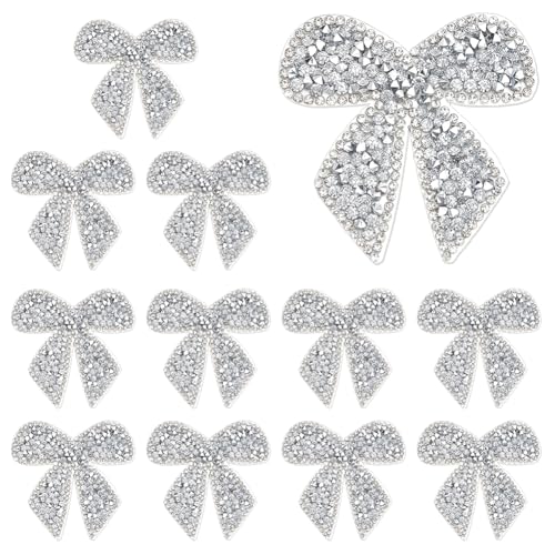 BENECREAT patchs strass nœud papillon thermocollants x16 argenté