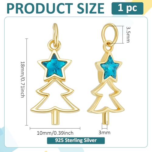 BENECREAT Sapin Noël pendentif doré 925 étoile turquoise