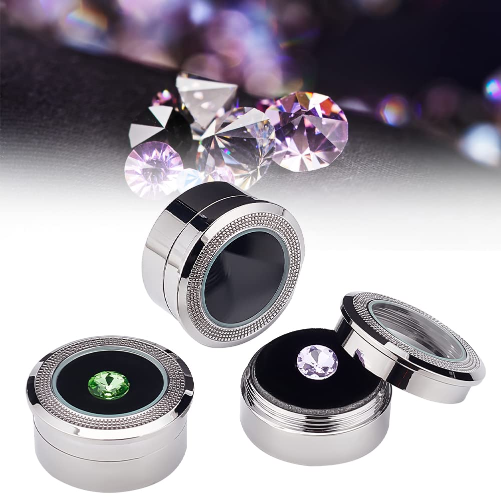 BENECREAT Boîte Bijoux Ronde Alliage Argent 3,25cm Velours