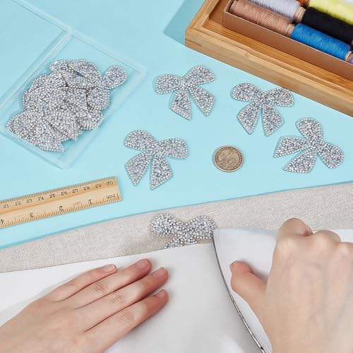 BENECREAT patchs strass nœud papillon thermocollants x16 argenté