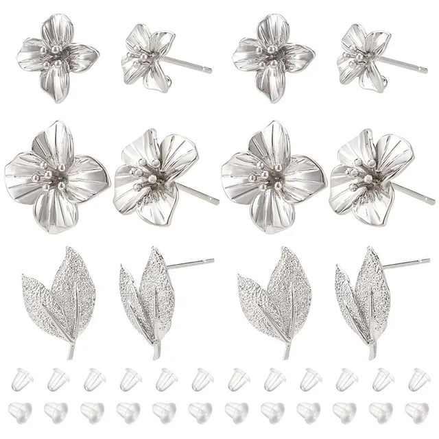 BENECREAT Clous Fleurs Feuilles 12 pcs Argenté Platine