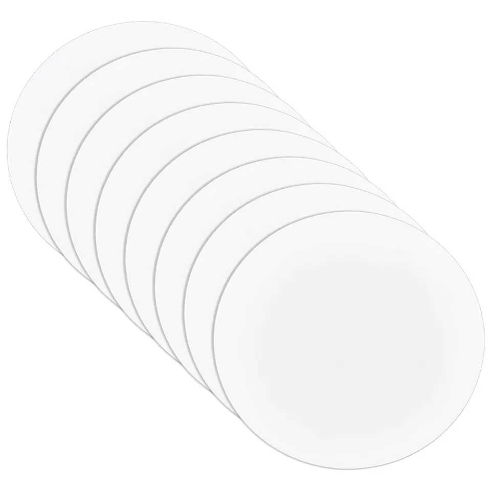 BENECREAT Feuilles Rondes Mousse PVC Blanche 20cm 3mm Lot 8