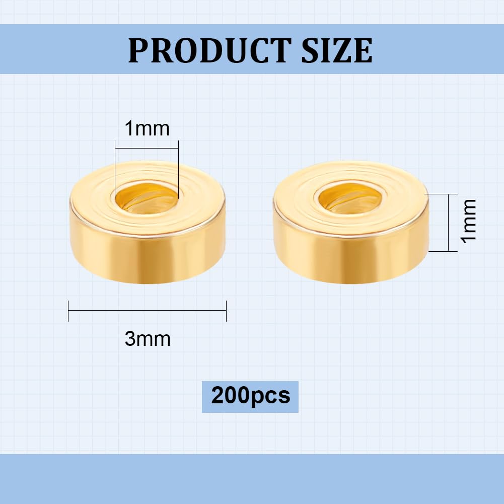 BENECREAT Perles Rondes Laiton Plaqué Or 18K 3 mm 200 Pcs