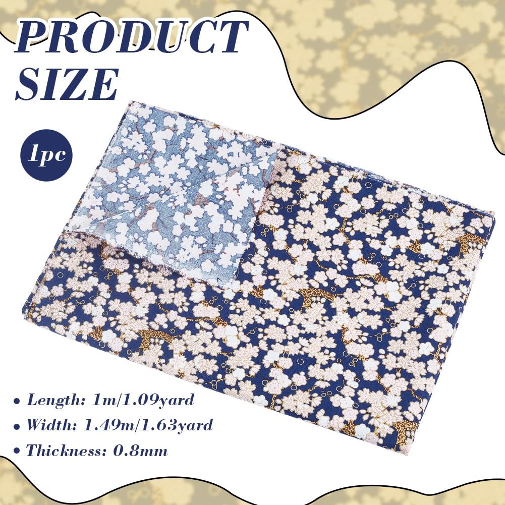 BENECREAT Tissu Coton Japonais Sakura Bleu Minuit 100x149 cm