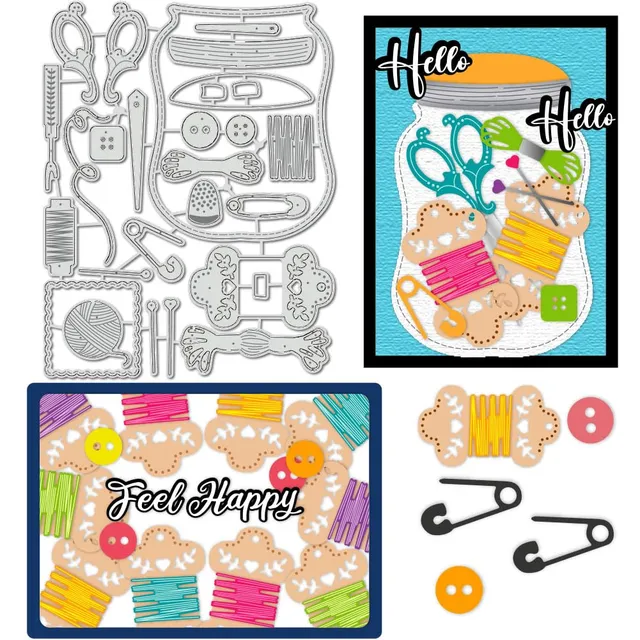 BENECREAT Dies Découpe Pot Épingles Aiguilles Couture Scrapbooking