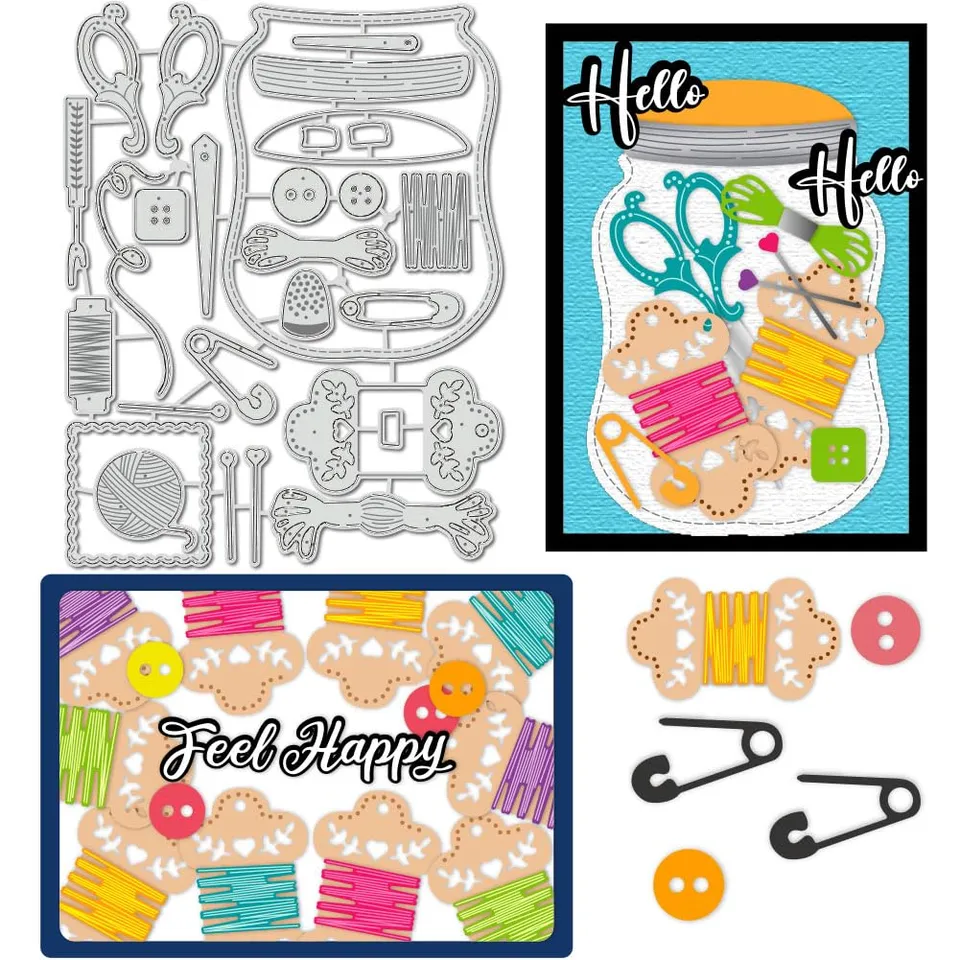 BENECREAT Dies Découpe Pot Épingles Aiguilles Couture Scrapbooking