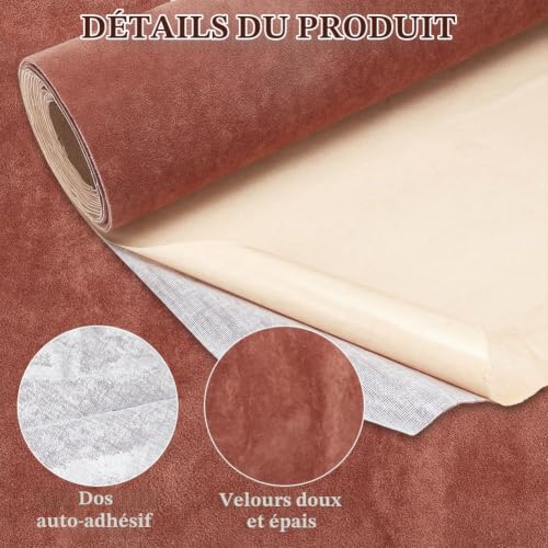 BENECREAT Velours auto-adhésif brun coco 3 m x 40 cm rouleau