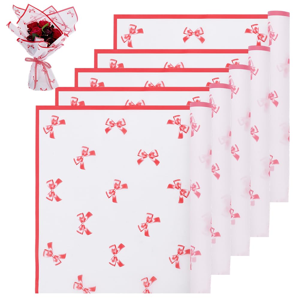 BENECREAT papier bouquet fleurs rose noeud 40 feuilles 56cm