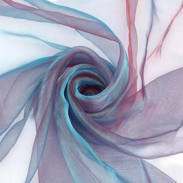 BENECREAT Tissu Organza Bicolore Bleu Acier 5m Tulle Irisé