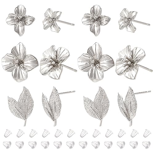 BENECREAT Clous Fleurs Feuilles 12 pcs Argenté Platine