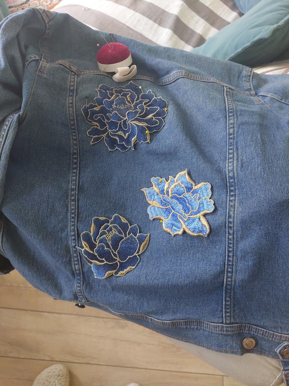BENECREAT 3 patchs fleurs pivoine à coudre tissu