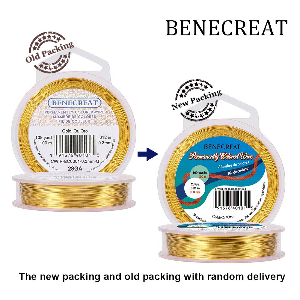 BENECREAT Fil Cuivre Or Bijoux 28 Gauge 100m 0.3mm