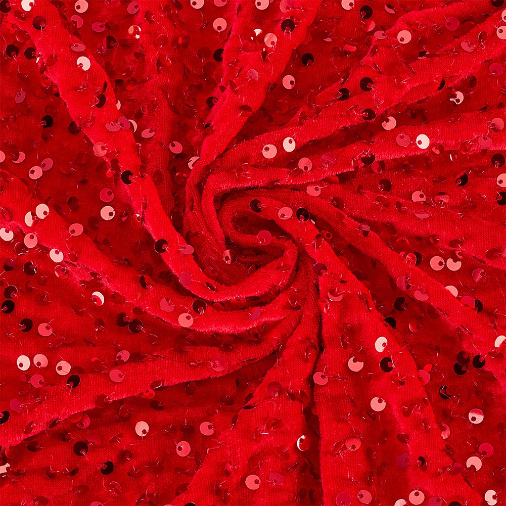 BENECREAT Tissu Velours Séquin Bleu 1,37m Costume Fête