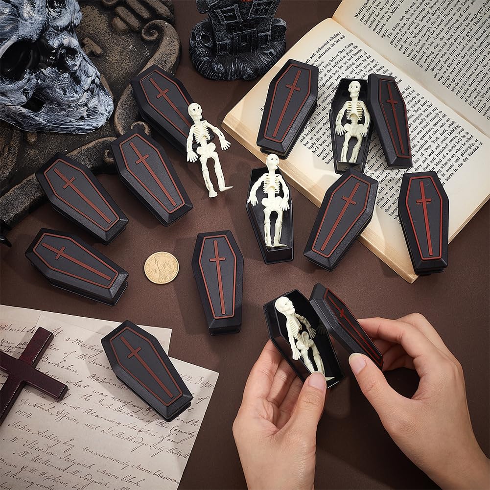 BENECREAT mini squelette cercueil noir 32 sets