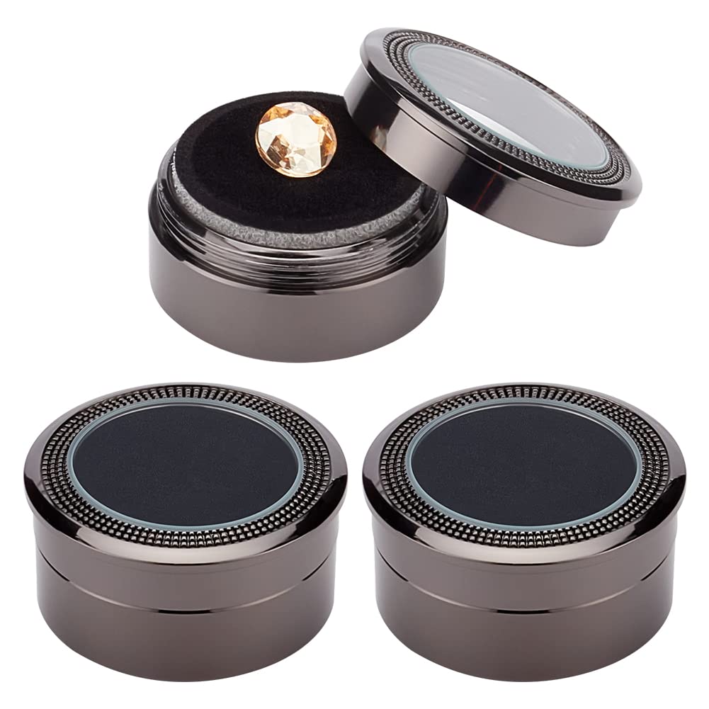 BENECREAT Boîte Bijoux Ronde Alliage Argent 3,25cm Velours