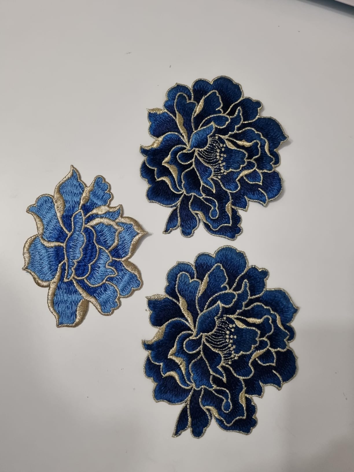 BENECREAT 3 patchs fleurs pivoine à coudre tissu