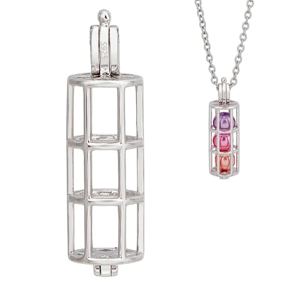 BENECREAT Cage Tube 30.5x8.5mm Breloque Argent Rhodium