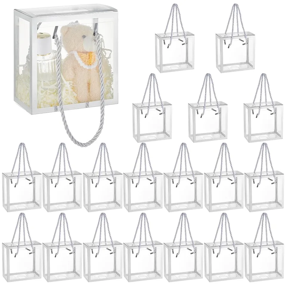 BENECREAT Boîtes Cadeau PVC Transparentes Argentées x20