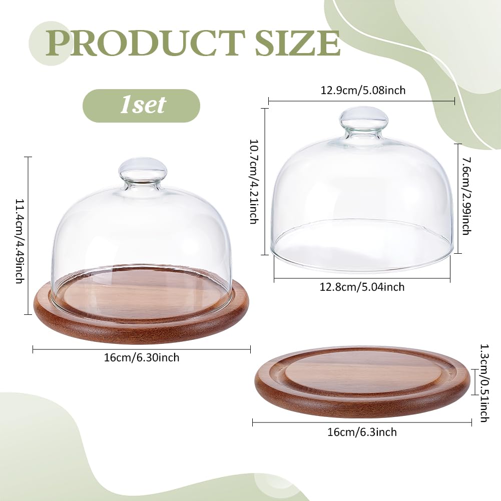 BENECREAT Présentoir à Gâteau Bois 16 cm Dôme Verre