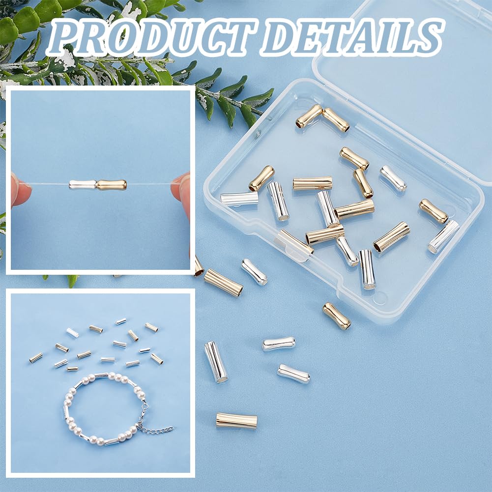 BENECREAT Tubes perles espaceur laiton 48 pcs doré argenté
