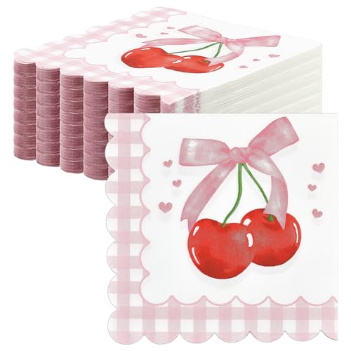 BENECREAT Serviette Table Cerises Rose 320mm Lot 80