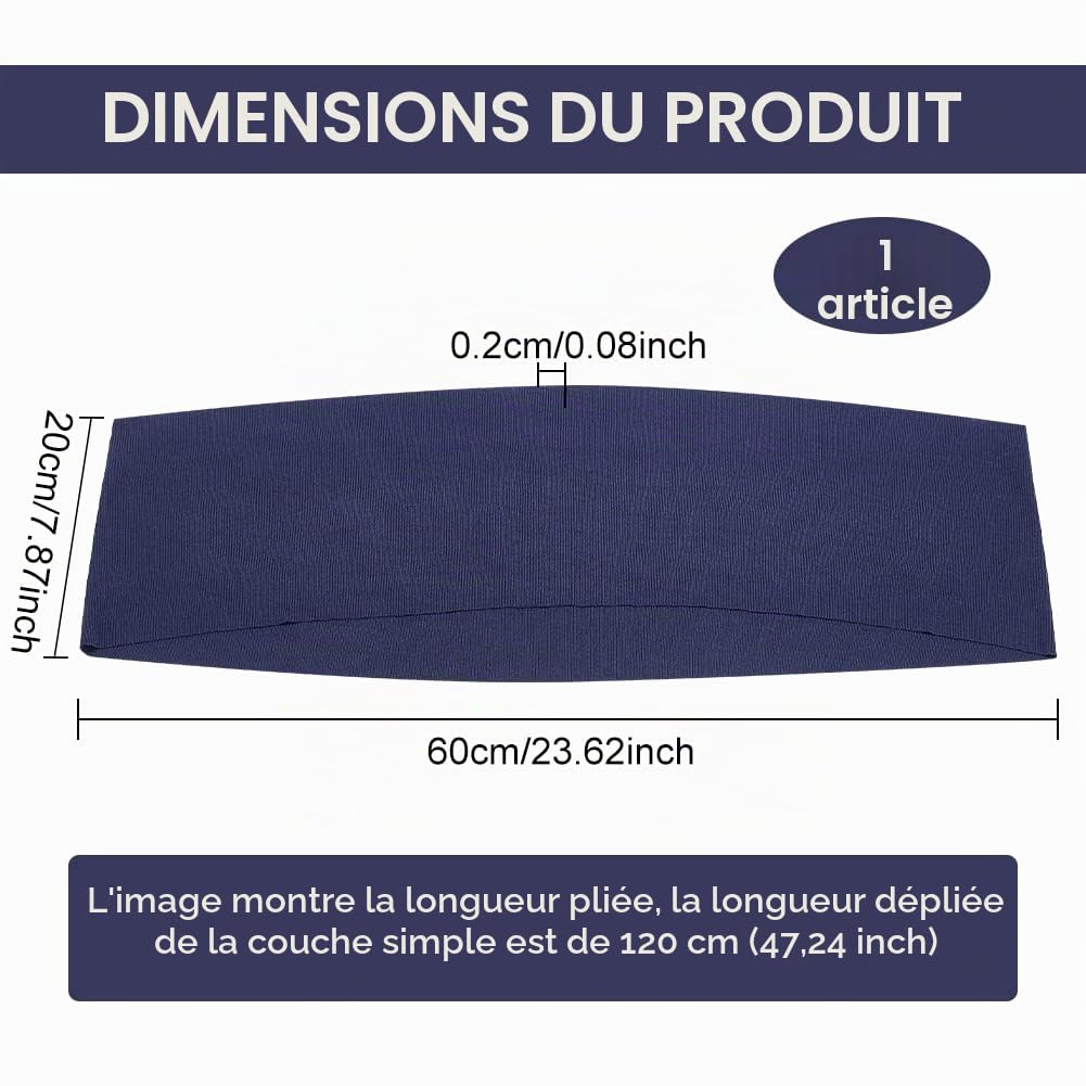BENECREAT 60x20 cm Bord-Côte Bleu de Prusse Élastique