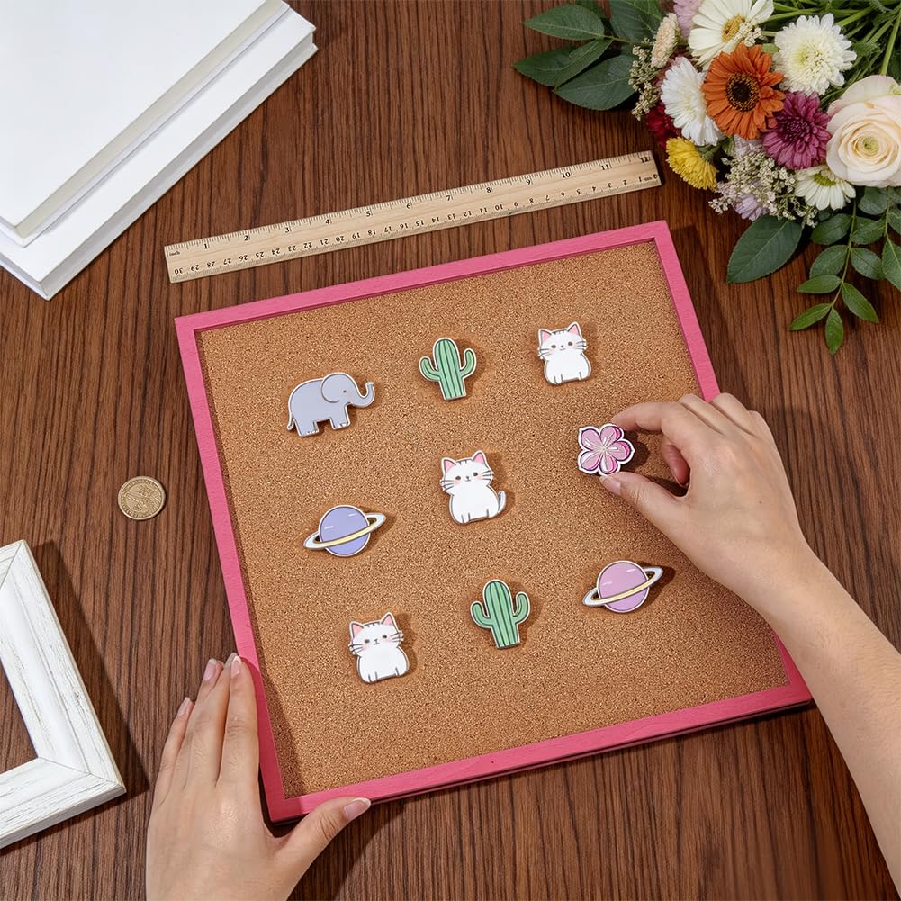 BENECREAT Tableau Liège Rose 30x30cm Cadre Bois Bureau