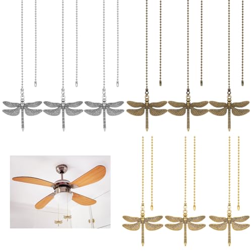 BENECREAT 9 tirettes chaîne ventilateur libellule laiton 38cm