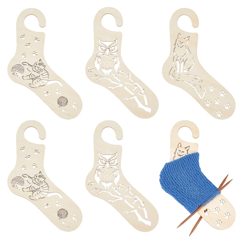BENECREAT Bloqueurs Chaussettes Bois Plante 34cm Lot de 6