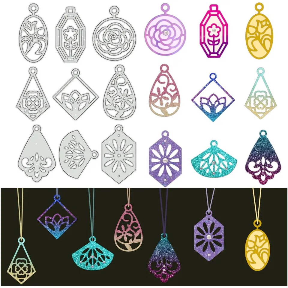 BENECREAT Boucles Oreilles Géométrique 9 pcs dies pendentif cuir