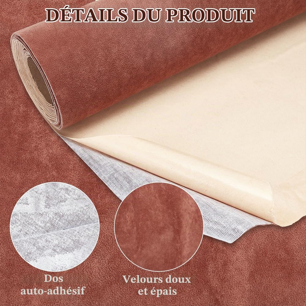 BENECREAT Velours auto-adhésif brun coco 3 m x 40 cm rouleau