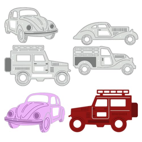 BENECREAT Dies voiture métal 4 motifs lot 2 cartes enfants