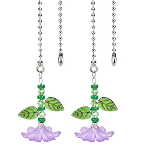 BENECREAT Fleur chaîne de tirage ventilateur bleu violet 2 pcs