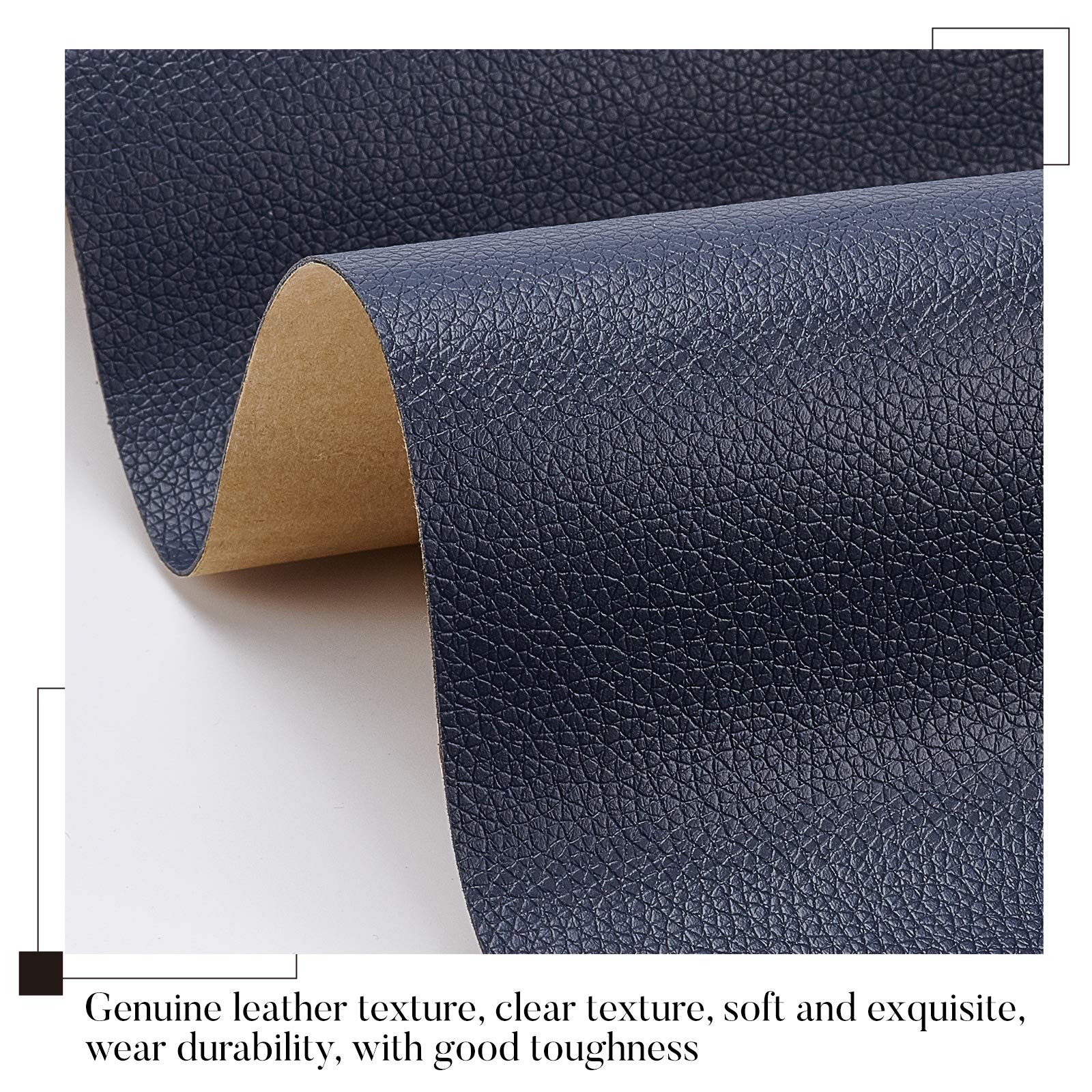 BENECREAT patch cuir autocollant bleu foncé 60x30 0,8mm