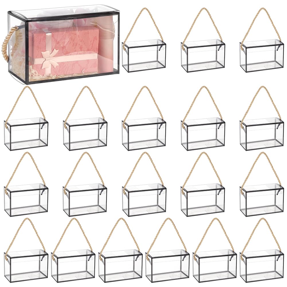 BENECREAT Boîtes Cadeaux Transparentes Dorée Lot 20 12cm