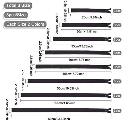 BENECREAT Fermeture Éclair Nylon Noir Blanc 8 Tailles x48